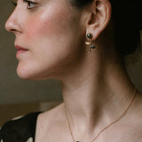 Flower Drop Jet Earrings