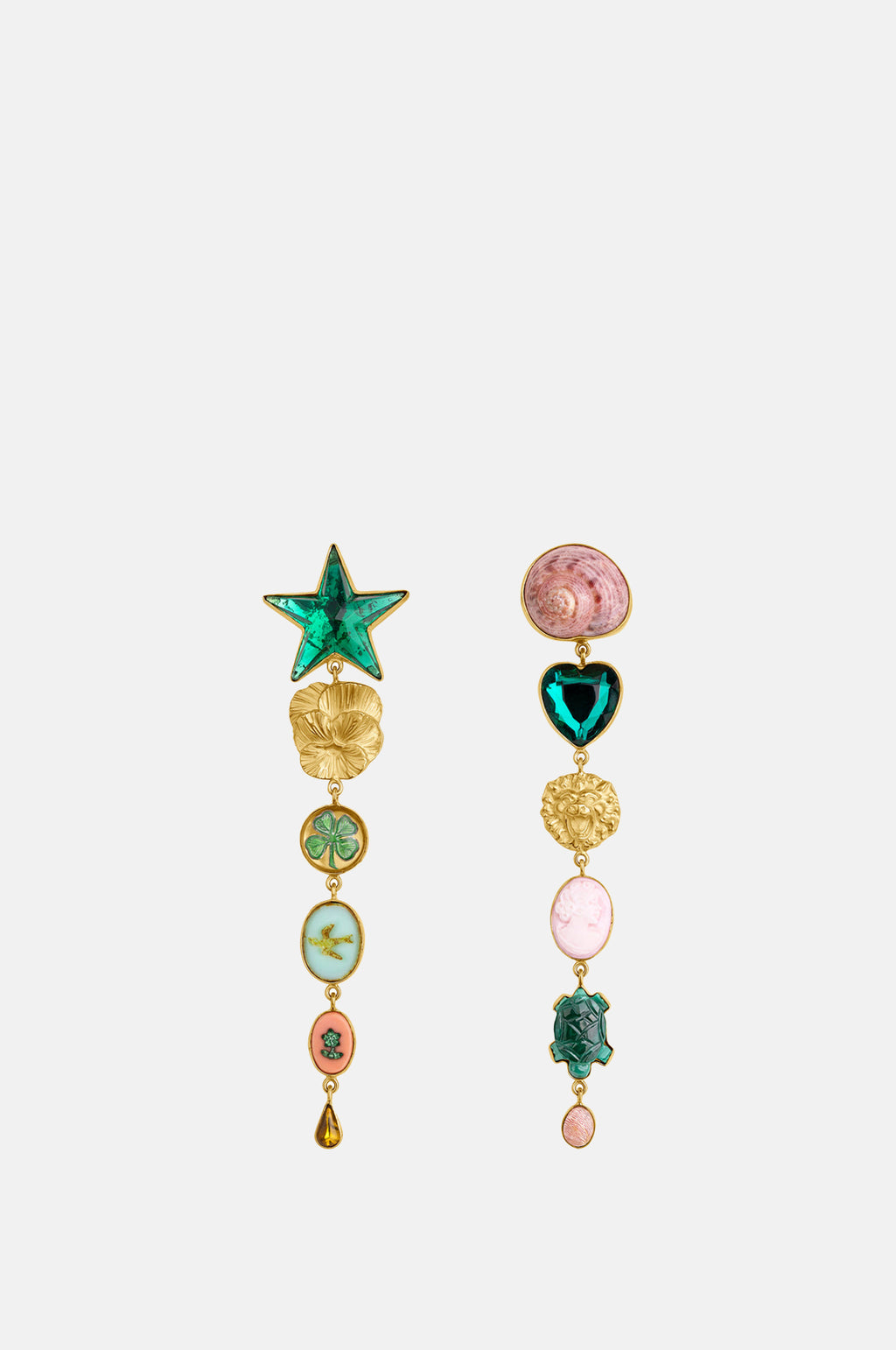 Grainne Morton Green Heart and Star Earrings.