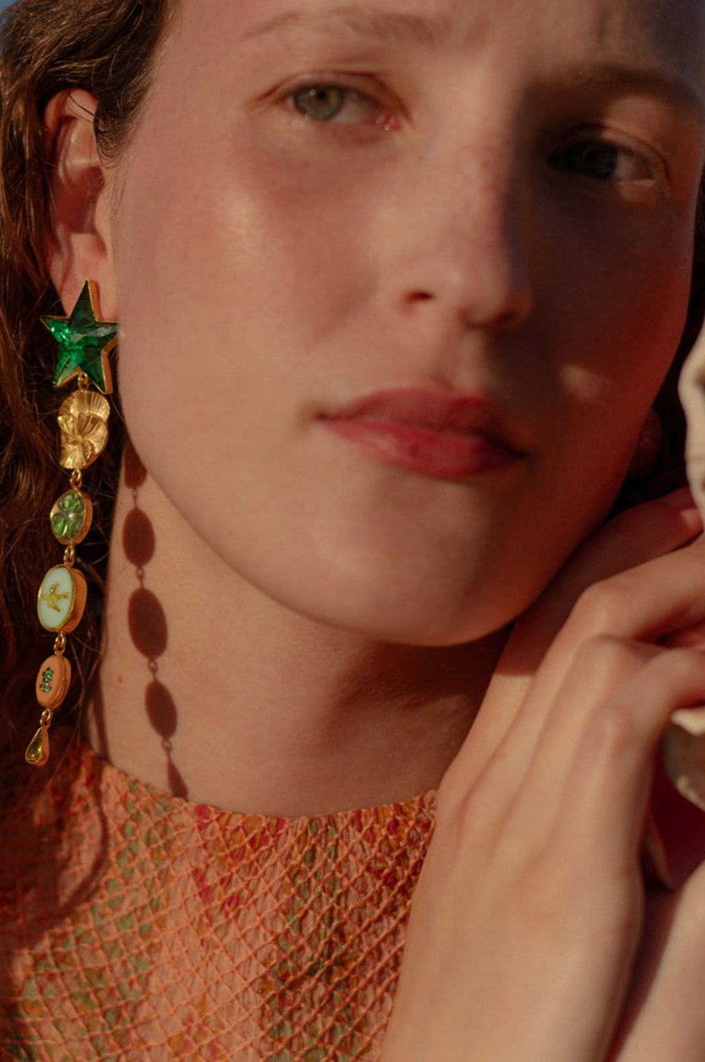 Green Heart and Star Earrings