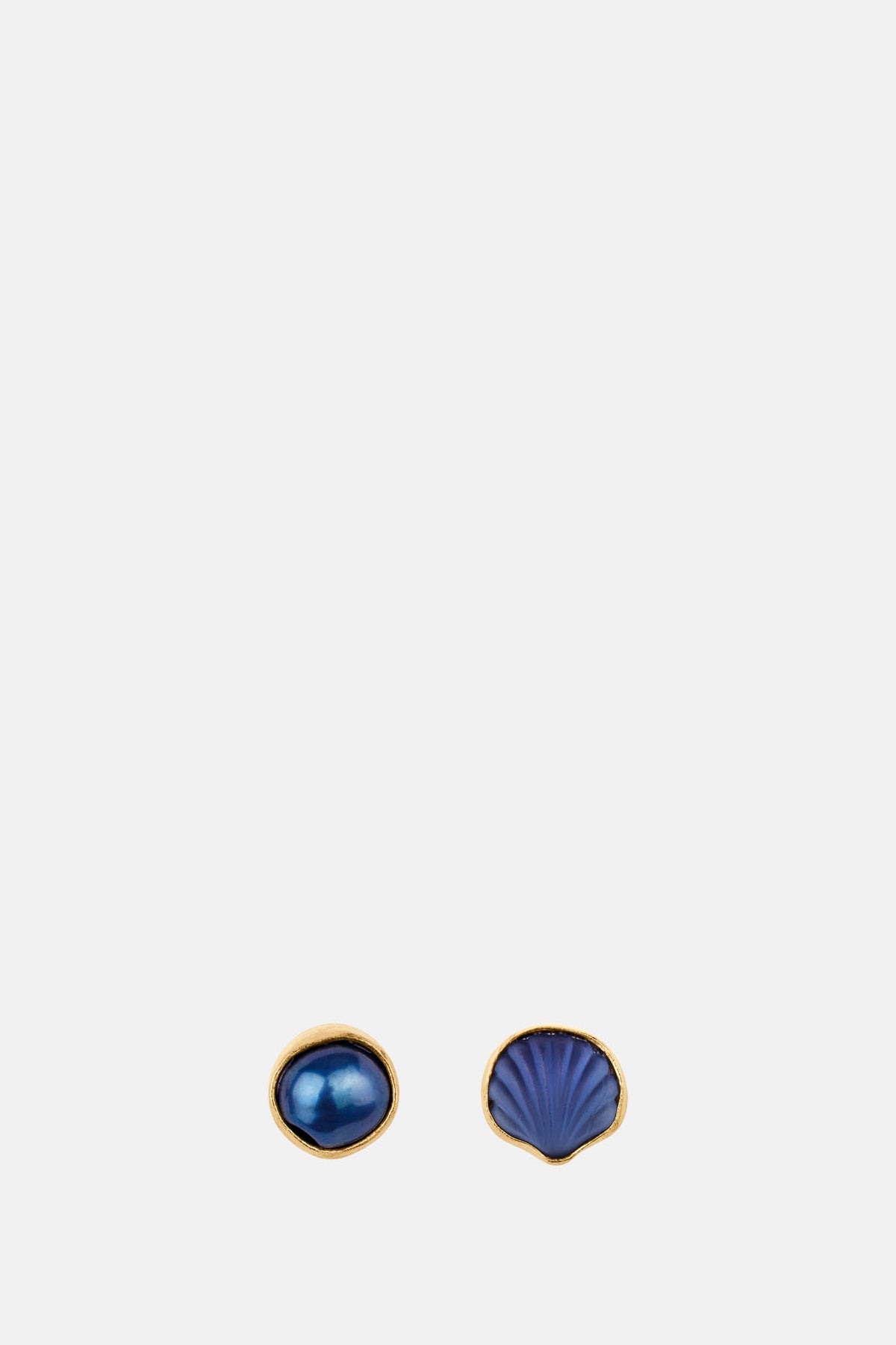 Grainne Morton Mismatched Blue Shell Stud Earrings.