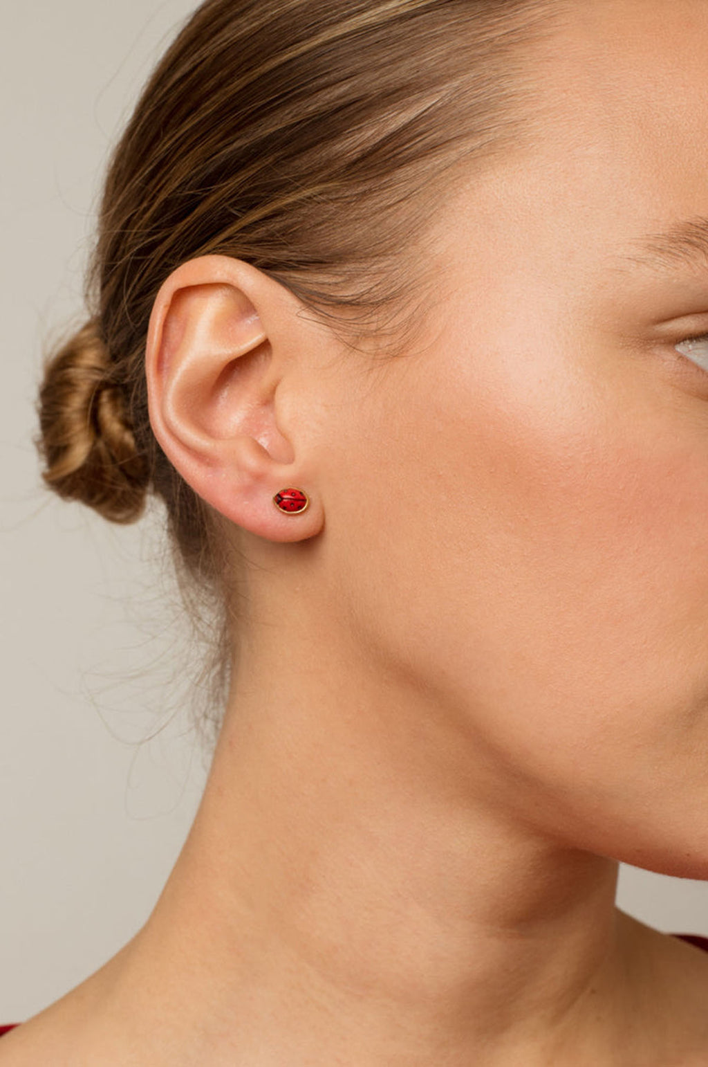 Mismatched Stud Ladybird Earrings