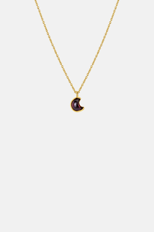 Moon Charm Garnet Necklace
