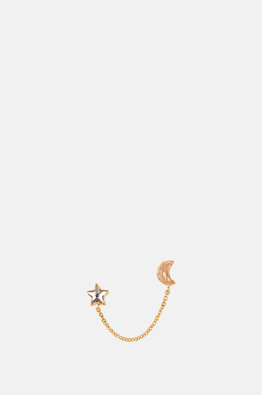 Moon and Star Double Stud Earrings