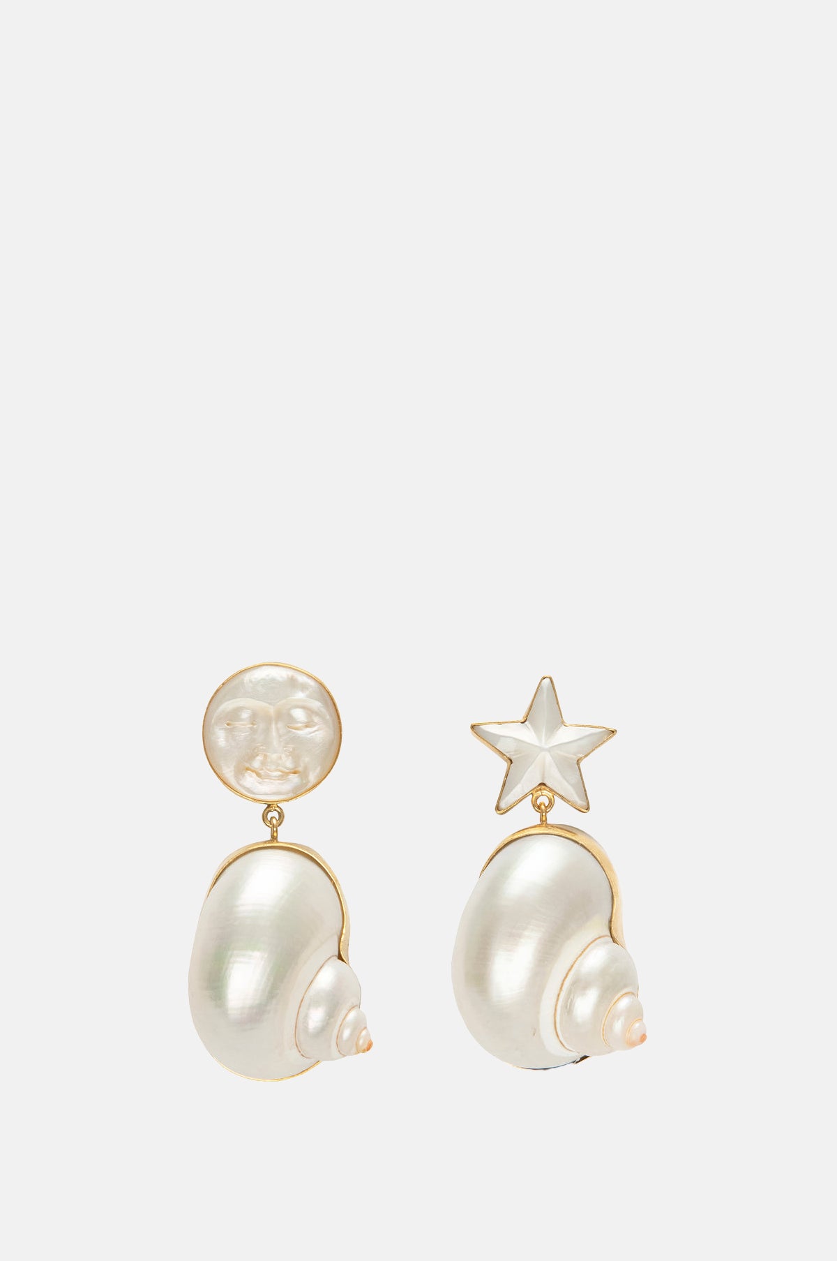 Grainne Morton Moon and Star Shell Drops Earrings.