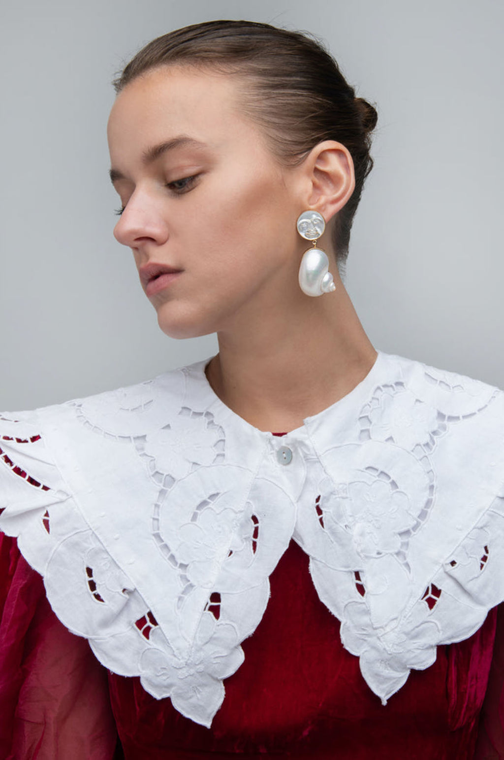 Moon and Star Shell Drops Earrings