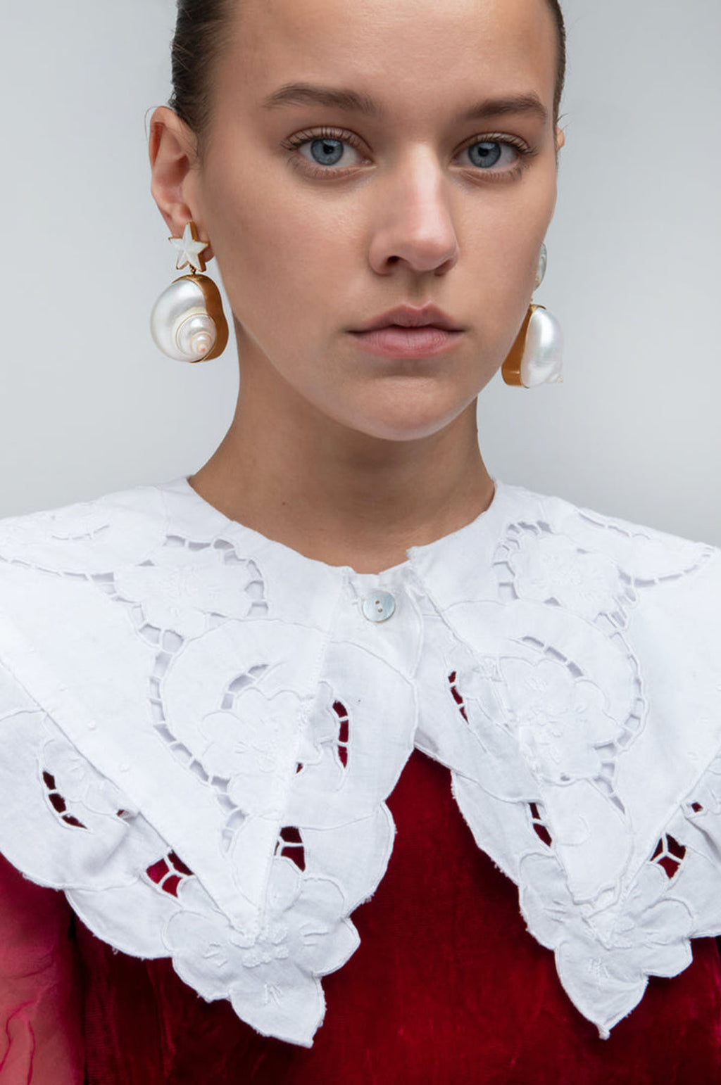 Moon and Star Shell Drops Earrings