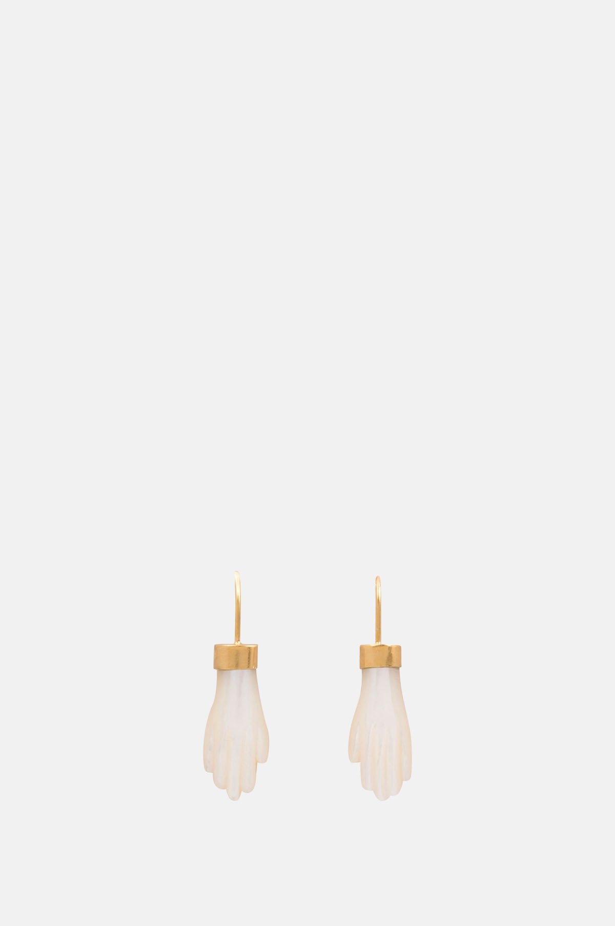 Grainne Morton Pearl Hand Hook Earrings.