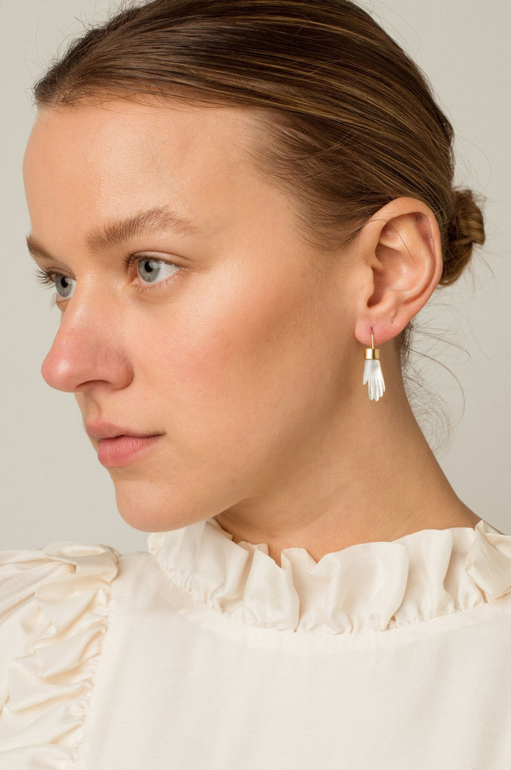 Pearl White Hand Hook Earrings