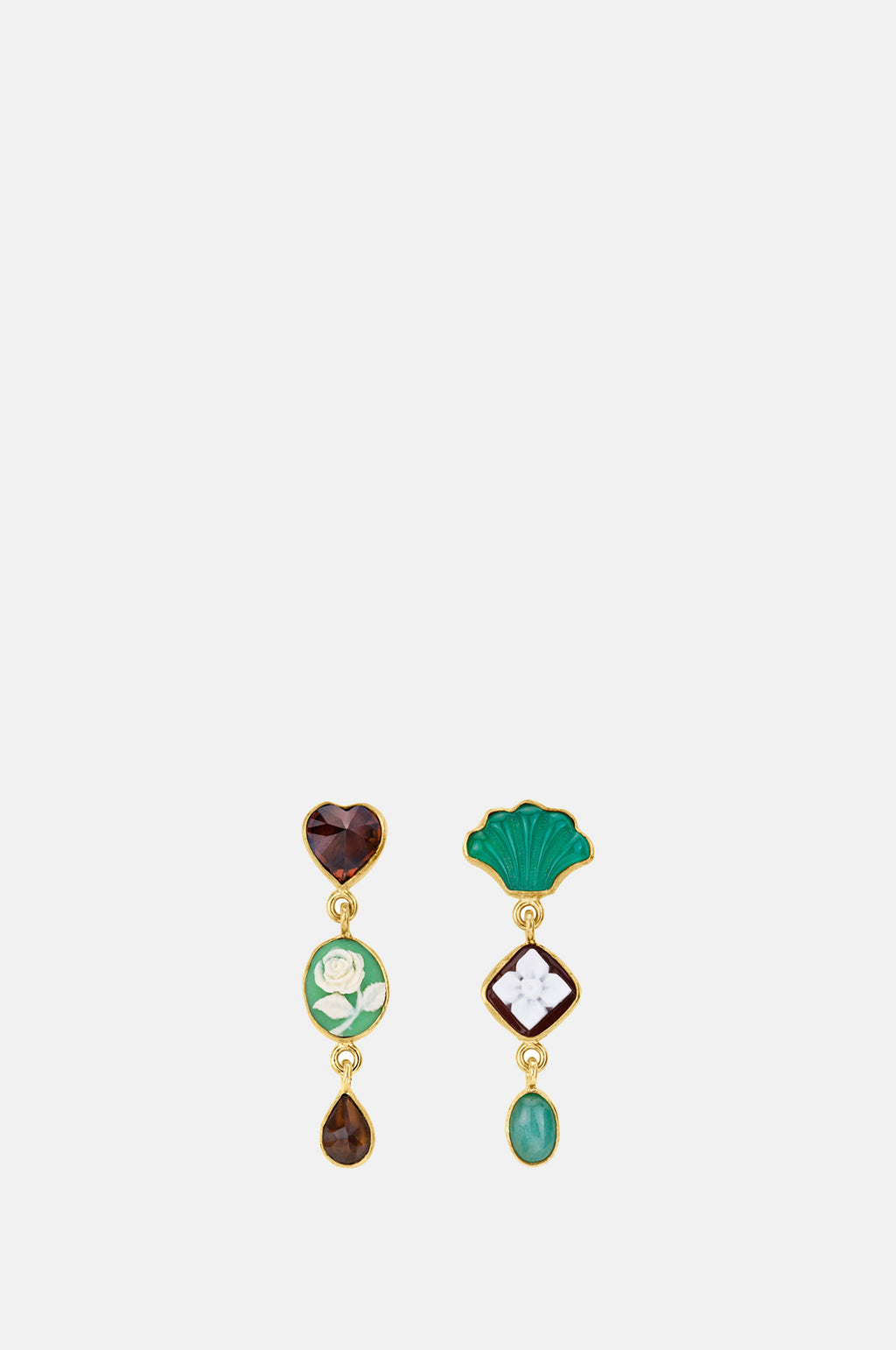 Grainne Morton Three Charm Moving Drop Aventurine Earrings.