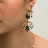 Three Charm Moving Drop Aventurine Earrings