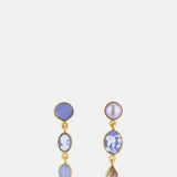 Grainne Morton Three Charm Moving Drop Blue Cameo Earrings.