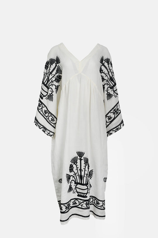 Crete Bell Sleeve Long Dress Natural/Black