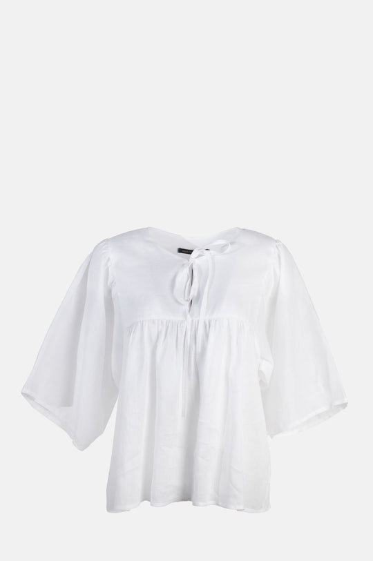 L/S Bow Blouse w/Ties White