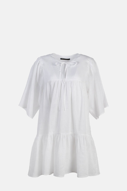 L/S Mini Dress w/Ties White