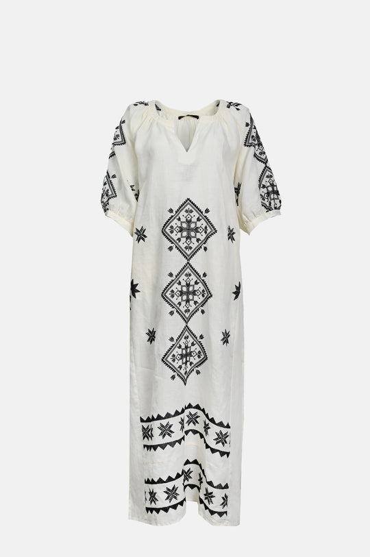 Lefkada S/S Long Dress Natural/Black