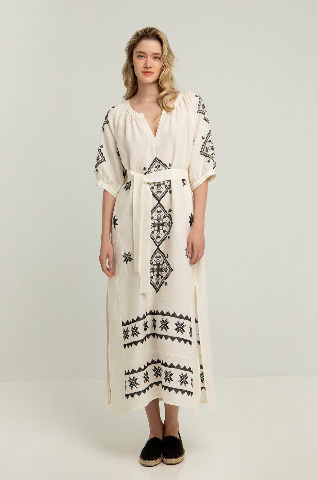 Lefkada S/S Long Dress Natural/Black