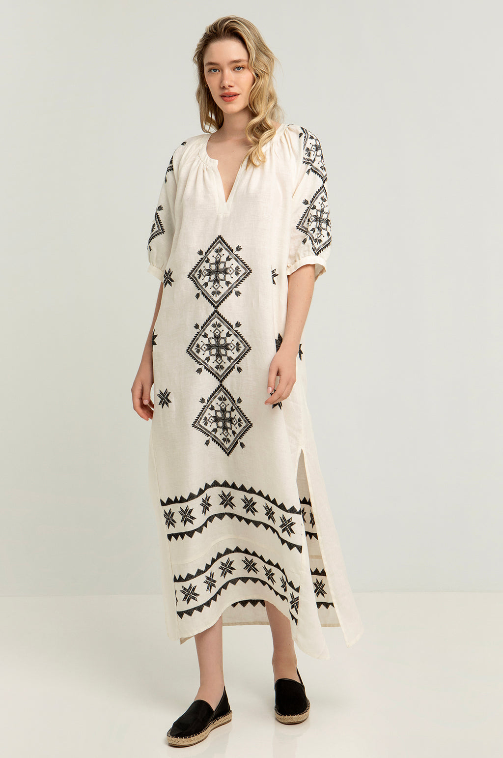 Lefkada S/S Long Dress Natural/Black
