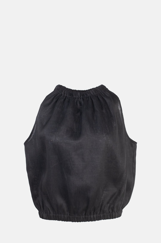 Sleeveless Linen Top Black