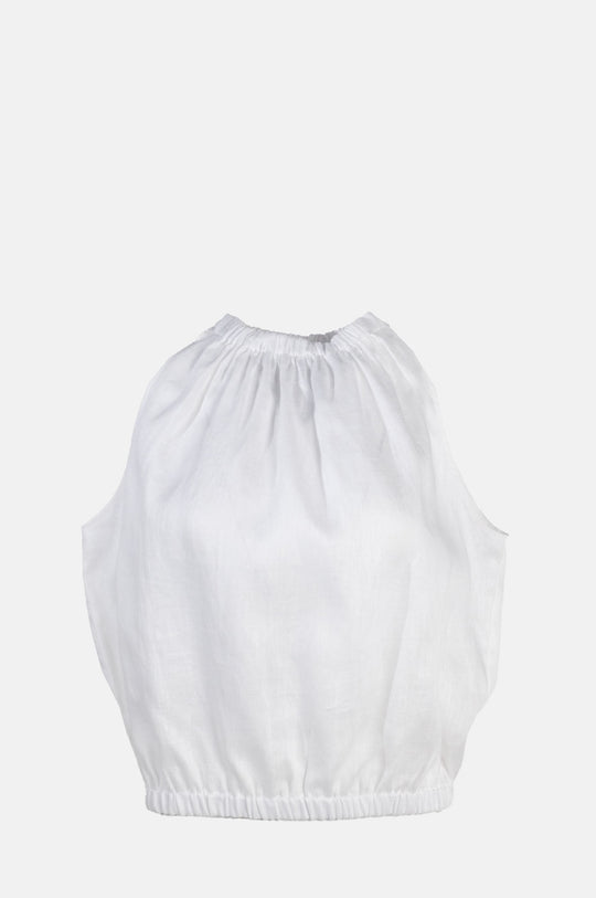 Sleeveless Linen Top White