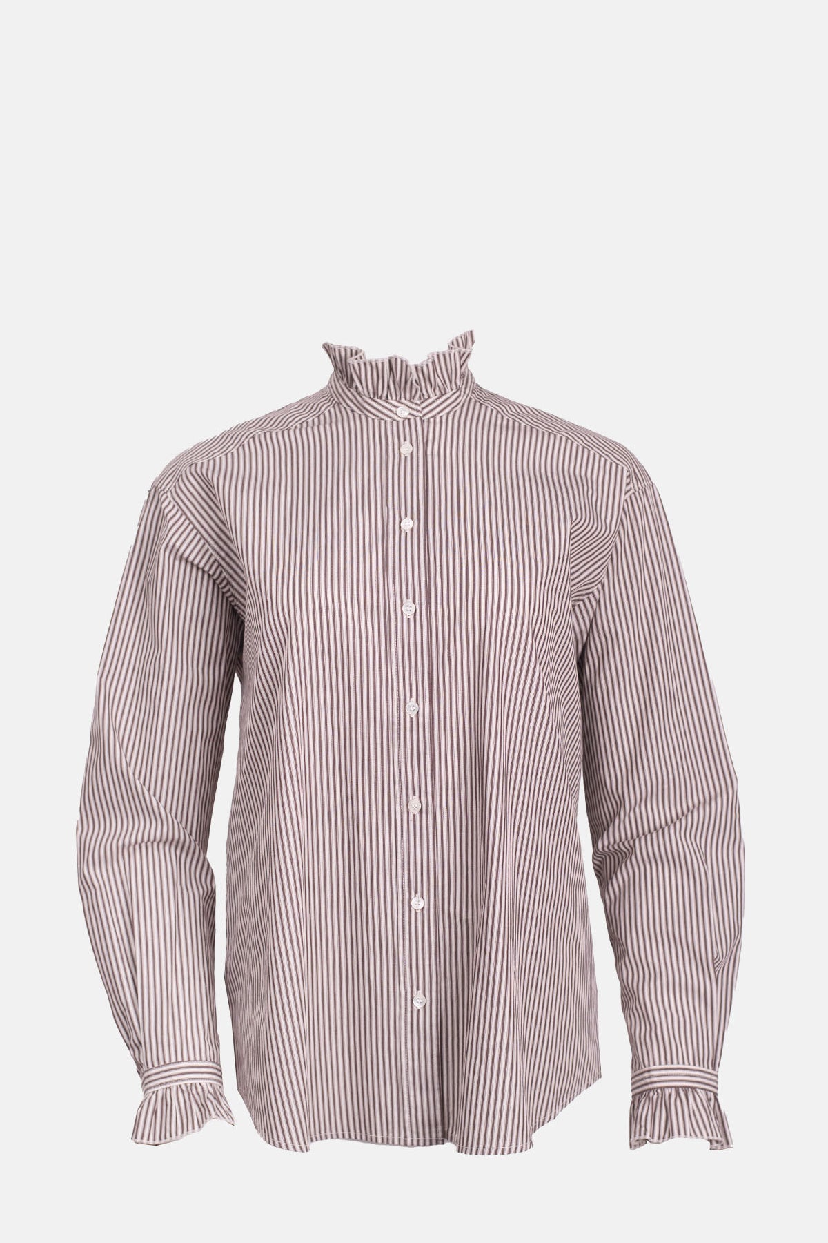 Hartford Chana Shirt Brown Stripes.