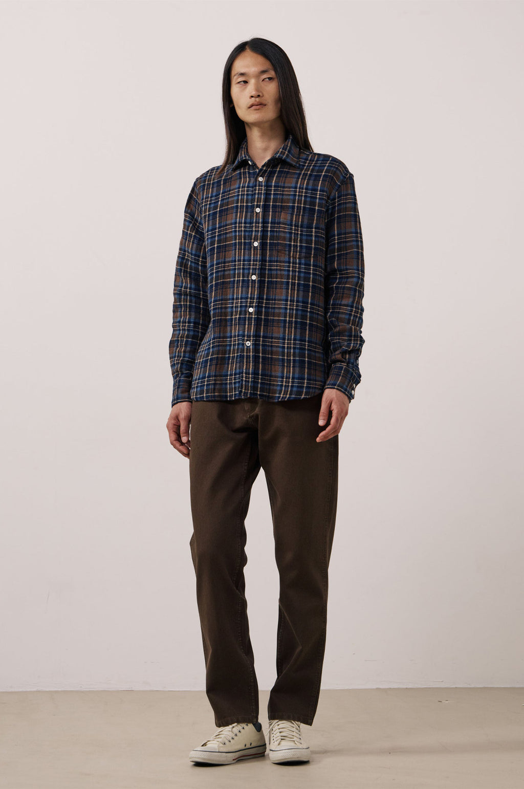 Hartford Paul Shirt Brown & Blue.