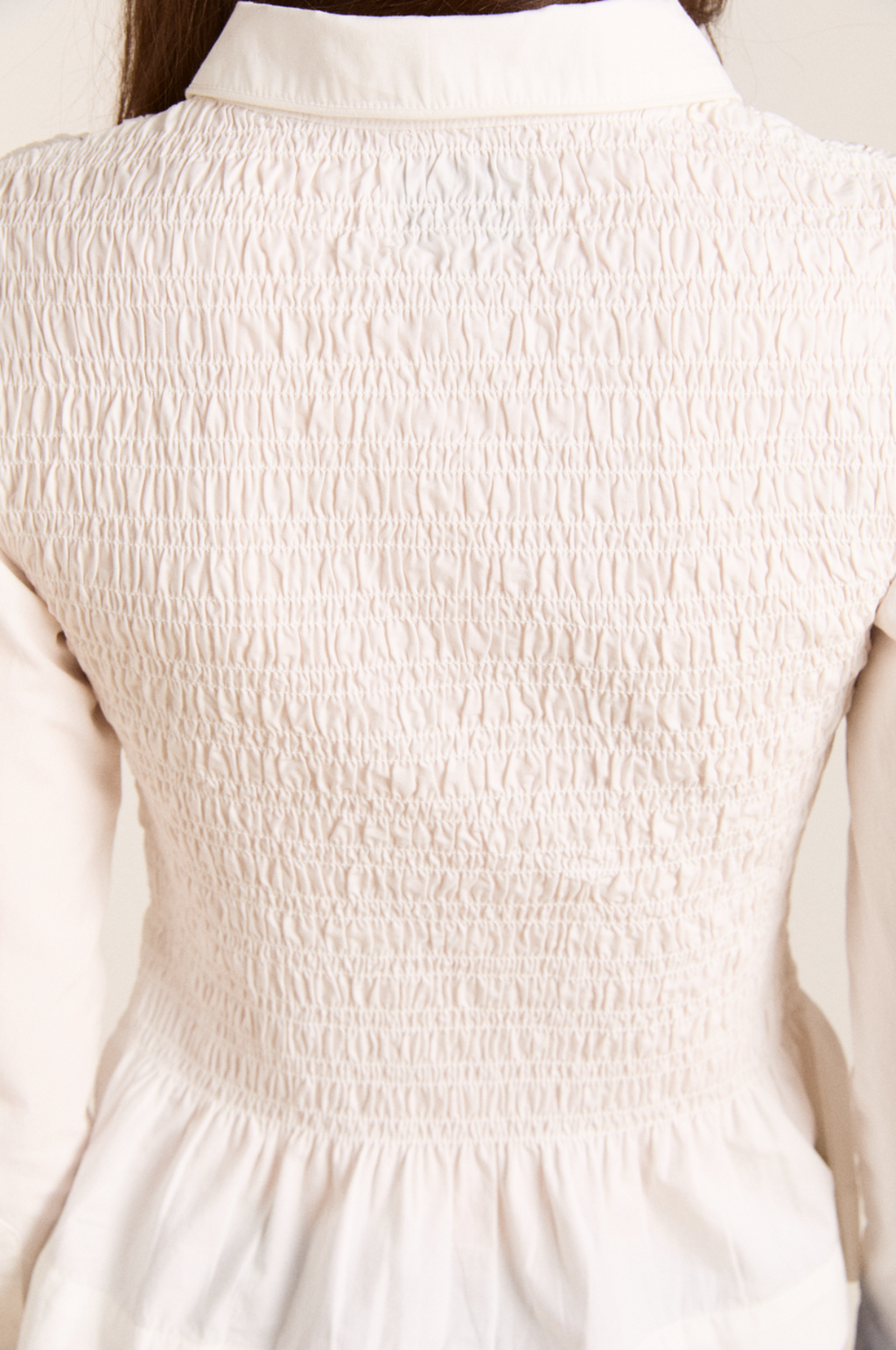 Hazel Shirred Shirt White