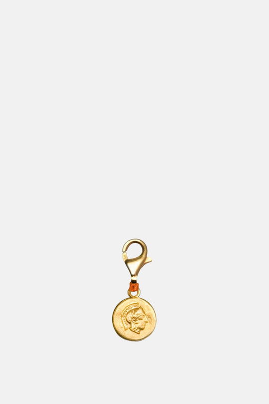 Athena Coral Thread Clip On Gold Charm