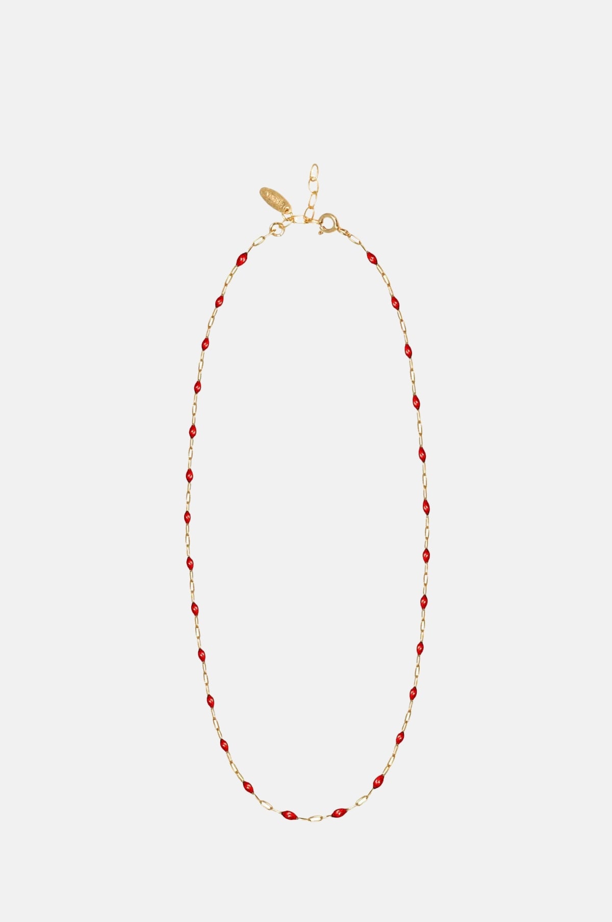 Hermina Athens Red Enamel Chain Necklace.