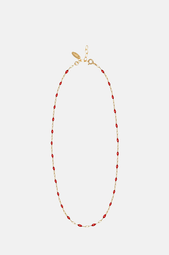 Red Enamel Chain Necklace