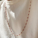 Red Enamel Chain Necklace 50cm