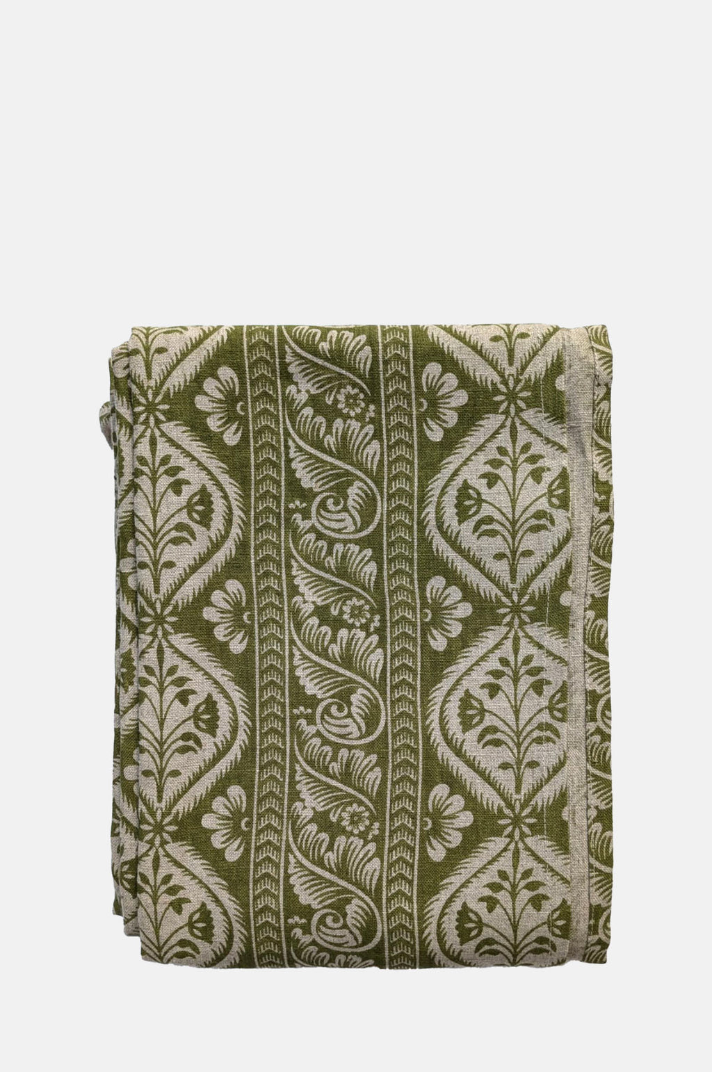 Host Folk Stripe Linen Tablecloth Fern Green.