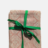 Folk Stripe Linen Tablecloth Soft Pink