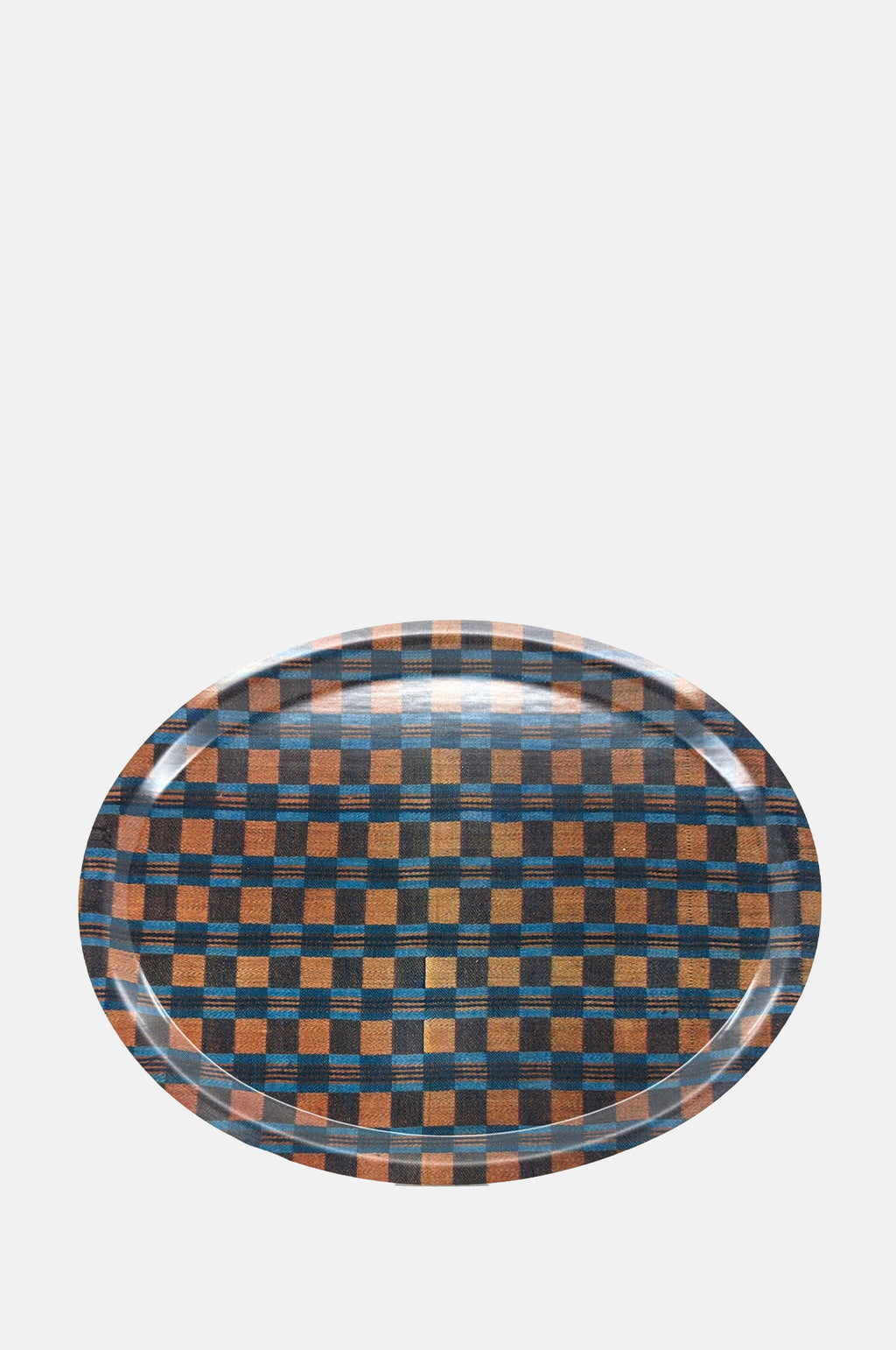 Host Home Native Check Oval Tray.