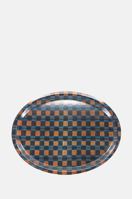 Native Check Oval Tray