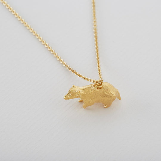 A.M. Foraging Badger Necklace Gold