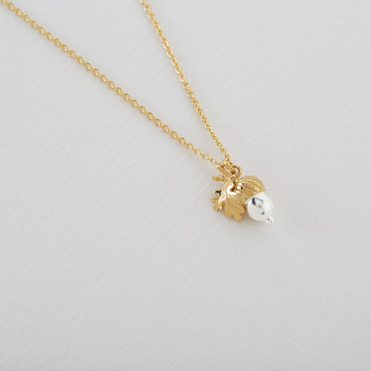 A.M. Acorn Necklace, Gold-plated with Silver detail