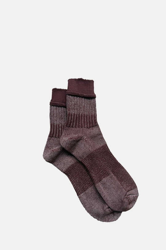 Boro Patchwork Socks Brown