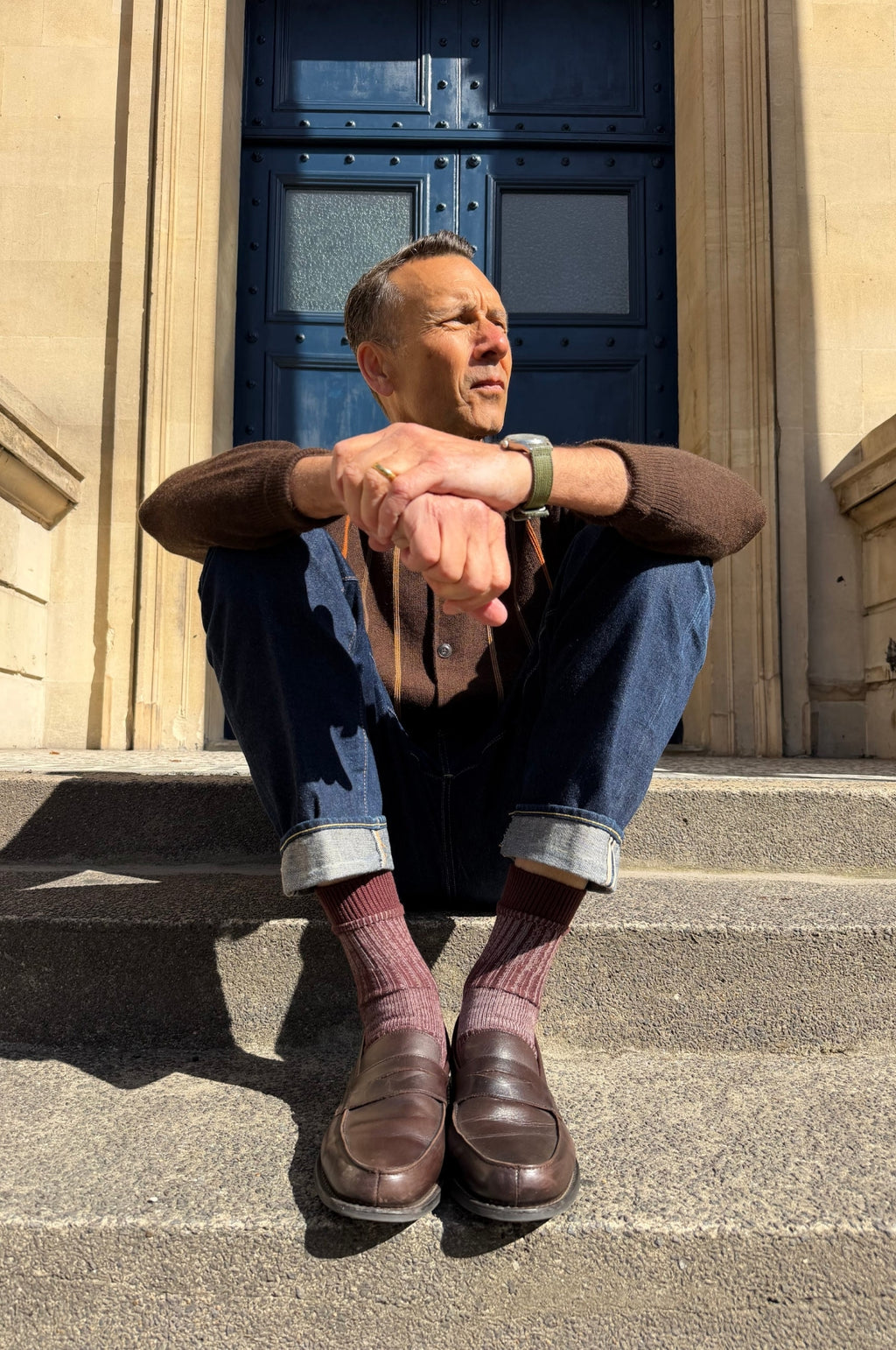 Boro Patchwork Socks Brown