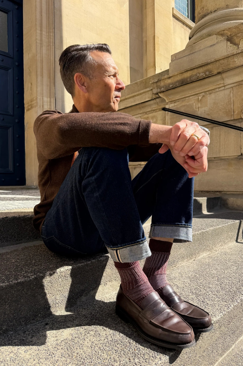 Boro Patchwork Socks Brown