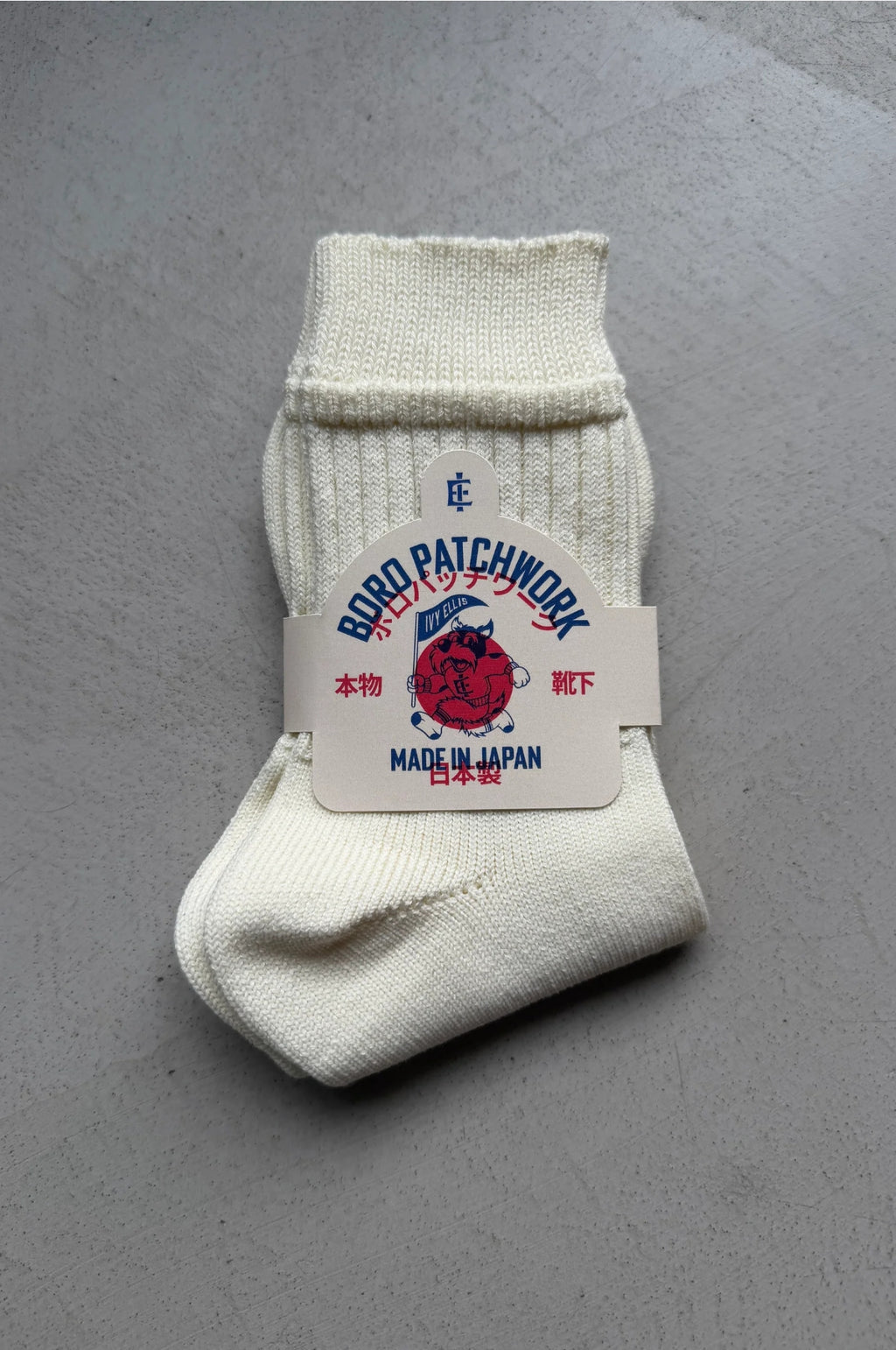 Boro Patchwork Socks Ivory
