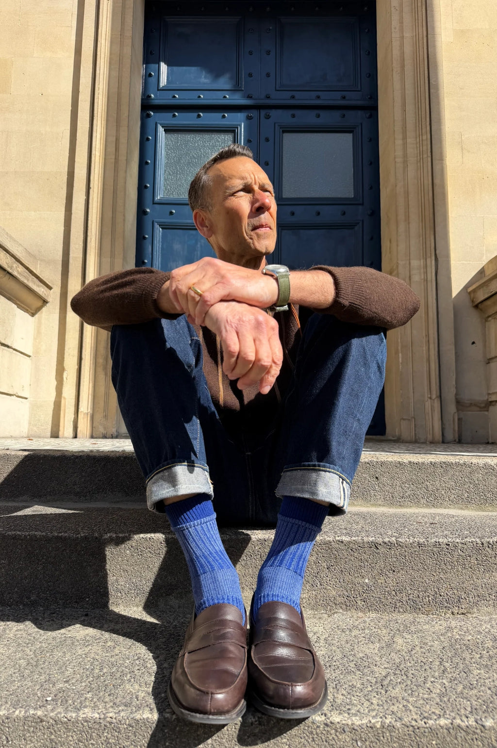 Boro Patchwork Socks Navy