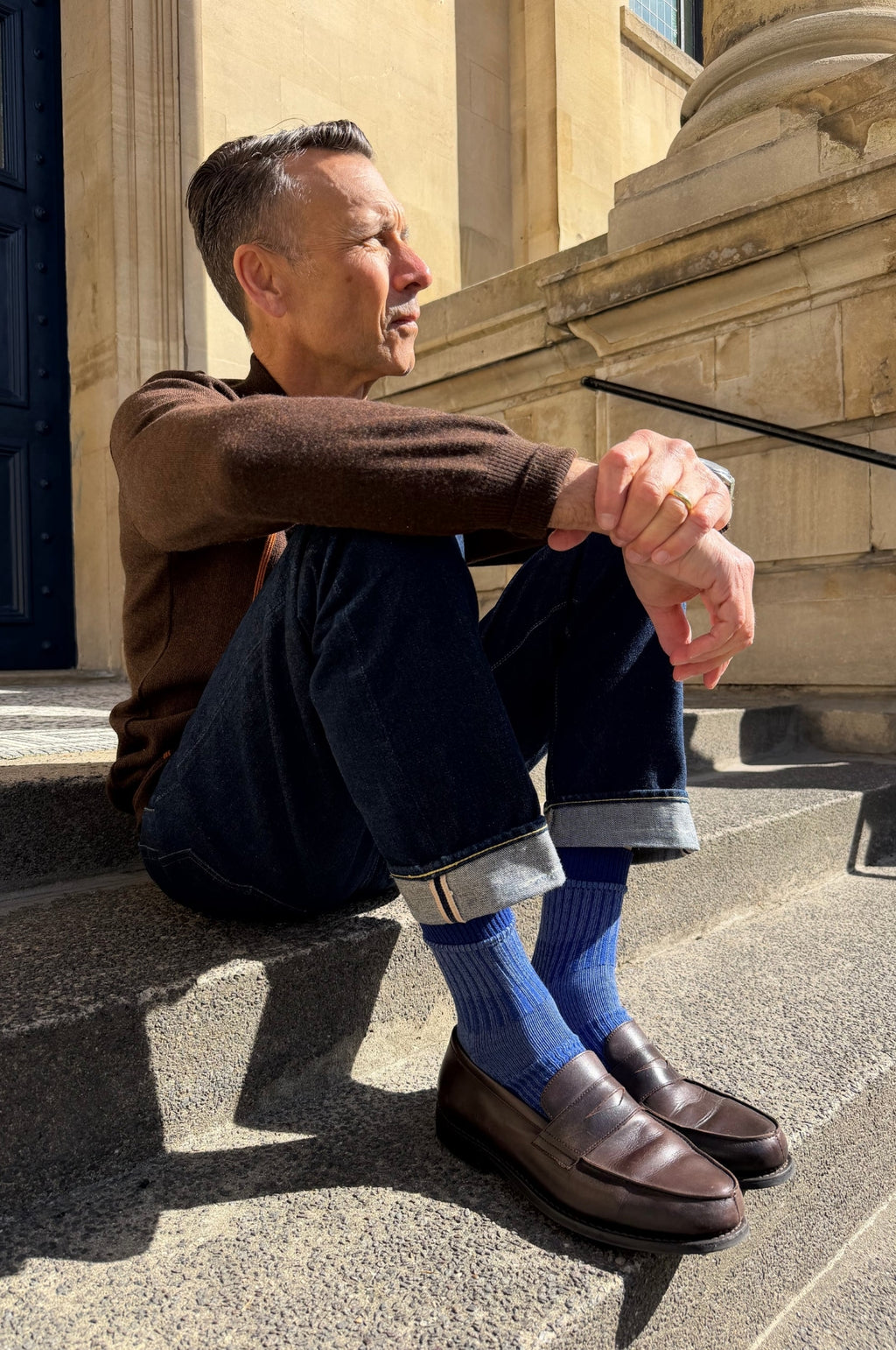 Boro Patchwork Socks Navy