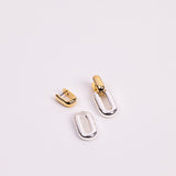 Puffy Detachable Link Two-Tone Earrings
