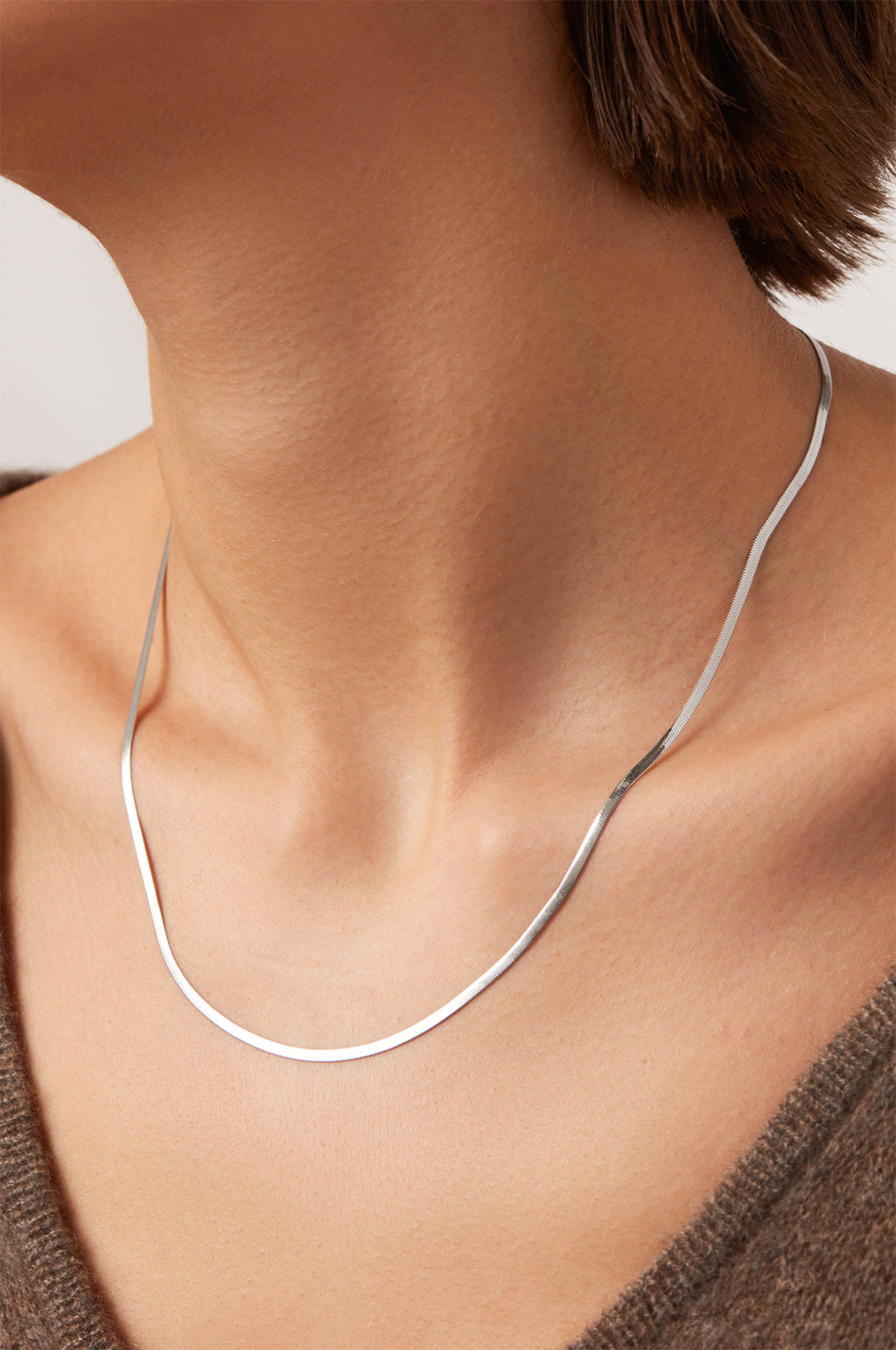 Zeina Slim Silver Chain Necklace