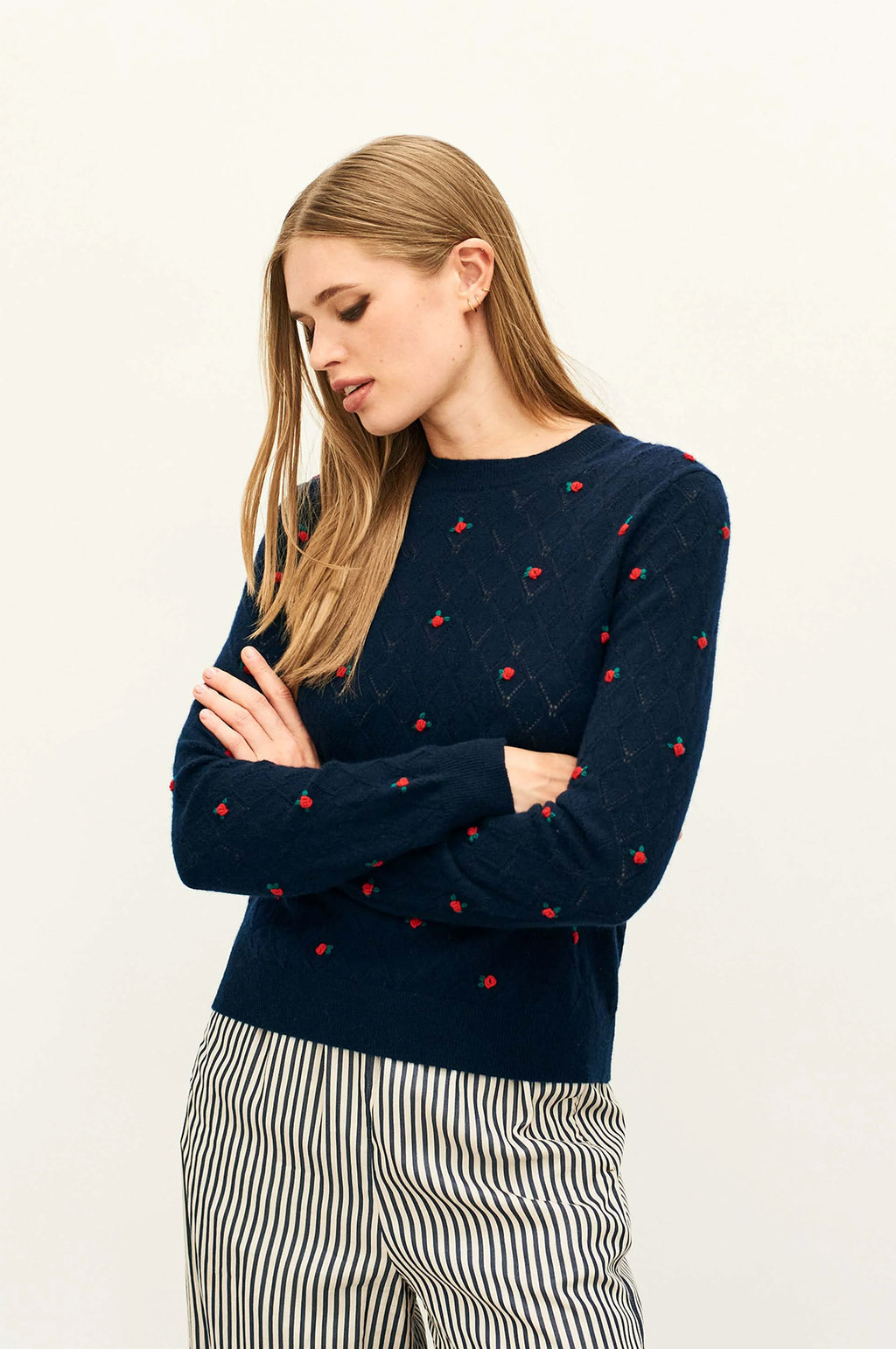 Fancy Floral Crew New Navy