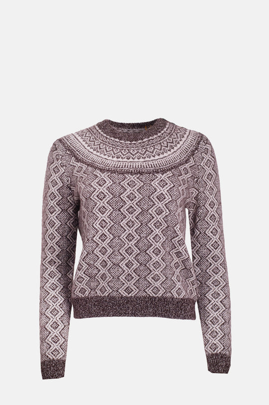 Jacquard Yoke Crew Hickory Angel