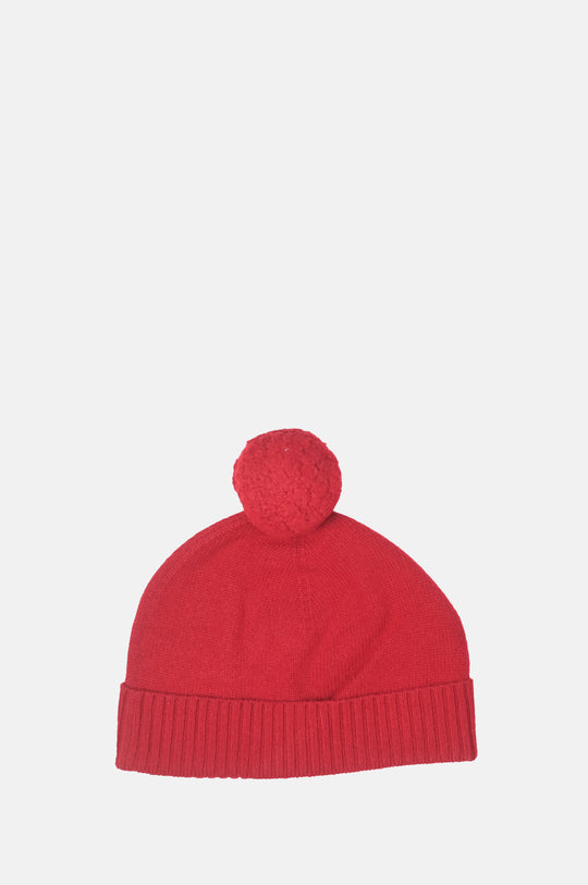 Pom Pom Hat Dull Red
