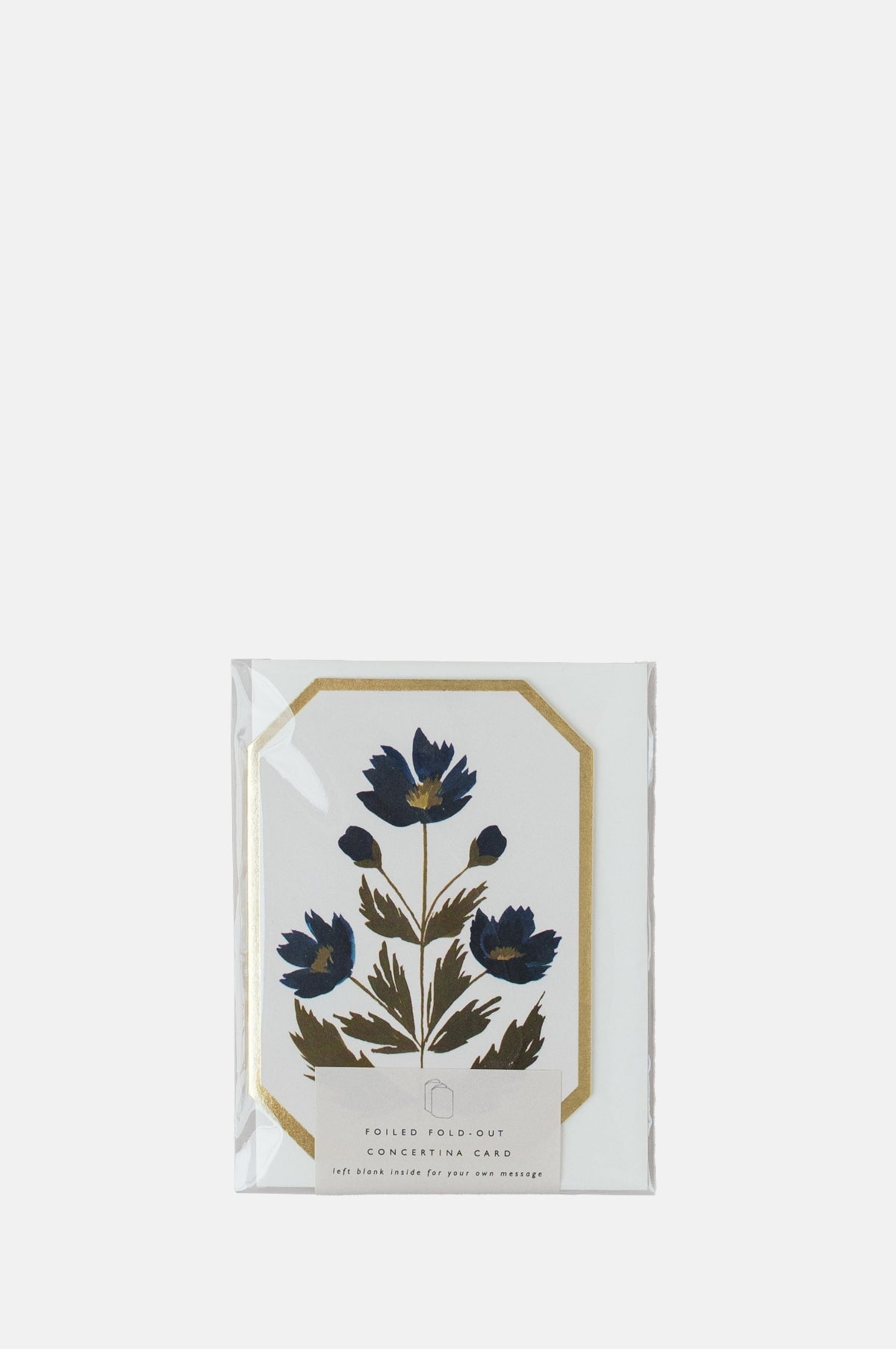 Katie Housley Concertina Botanical Blue Flower Die Cut Mini Card.