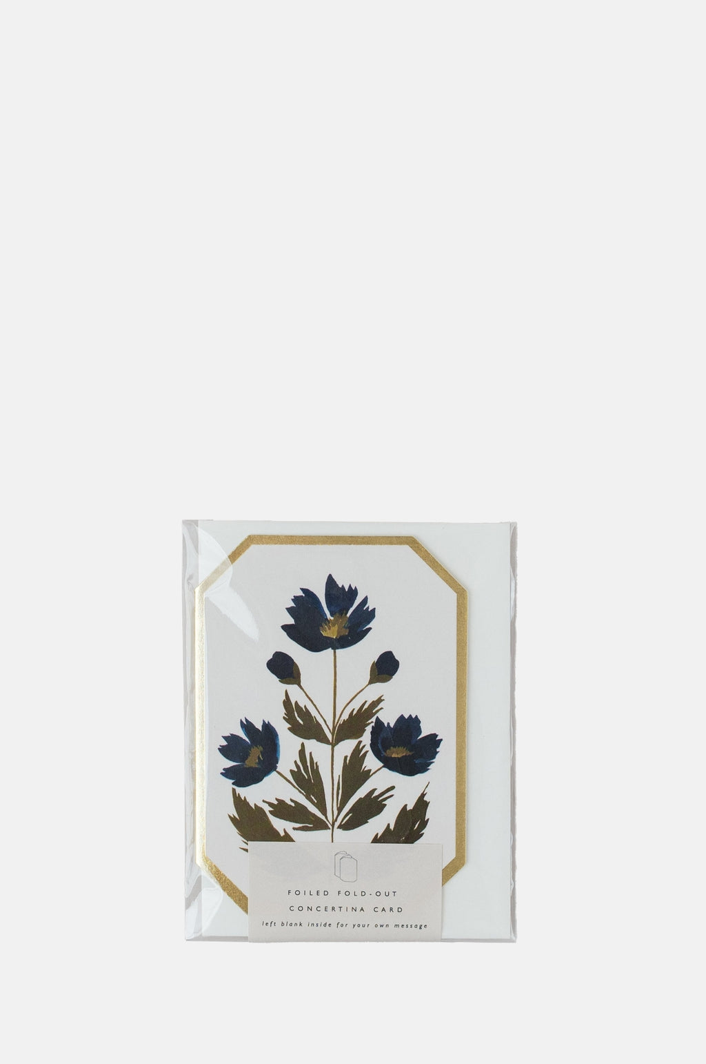 Katie Housley Concertina Botanical Blue Flower Die Cut Mini Card.