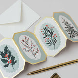 Concertina Botanical Christmas Die Cut Mini Card